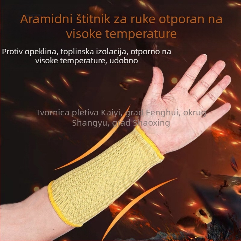 Kevlar zaštitne predlaktne navlake s toplinskom izolacijom i otpornosti na požar, namijenjene auto popravcima, zavarivanju i industriji stakla; otporne na habanje, prozračne, protuklizne; pet nivoa zaštite od posjekotina