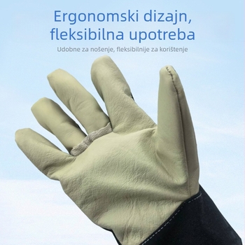 Kožne zaštitne rukavice za zavarivanje, potpuno od kože, otporne na toplinu i visoke temperature, otporne na habanje, debeli za zavarivače, pogodne za MIG/MAG i TIG zavarivanje