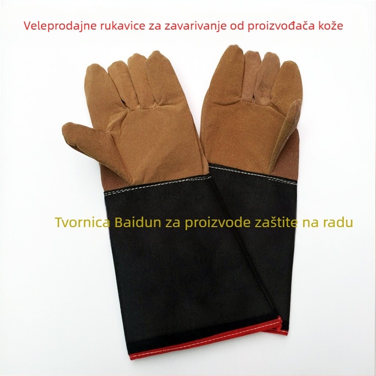 Duge rukavice za zavarivanje od dvostruke imitacije kože, za arc zavarivanje, deblje zimi