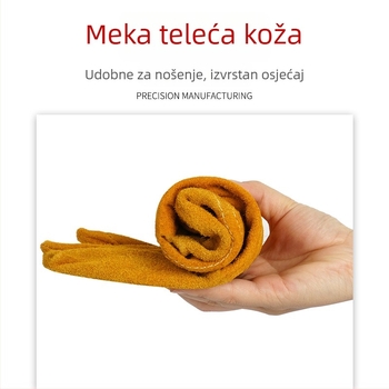 Kratke rukavice za zavarivanje, dvostruko goveđe kožne, žute, s punom dlanom, otporne na habanje i toplinsku izolaciju