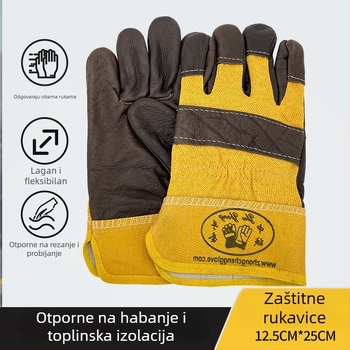 Rukavice za zavarivanje od teleće kože, otporne na visoke temperature, protiv opeklina, mekane i otporne na habanje, debeli zaštitni rukavice za zavarivače