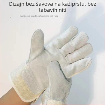 Prilagođene kratke rukavice za zavarivanje, dvije prsta, dvostruka koža od goveda s bijelim platnom, izdržljive zaštitne rukavice za zavarivanje