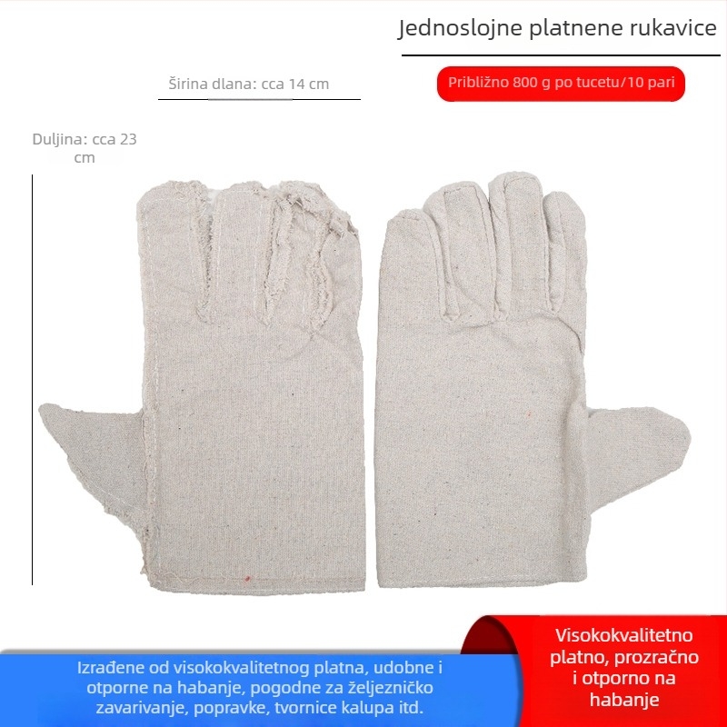 Platnene zaštitne rukavice s punom podstavom, dvostruko debeli sloj, otporne na habanje, za zavarivanje i popravke na željeznici.