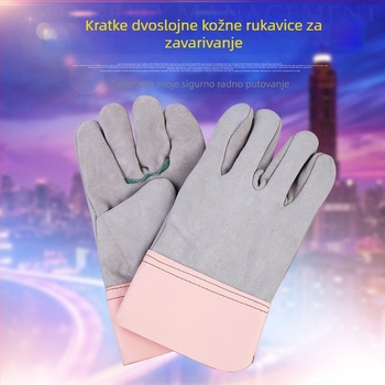 Dvostruke kožne rukavice za zavarivanje s kratkim manžetama, cijela koža, za gradilište