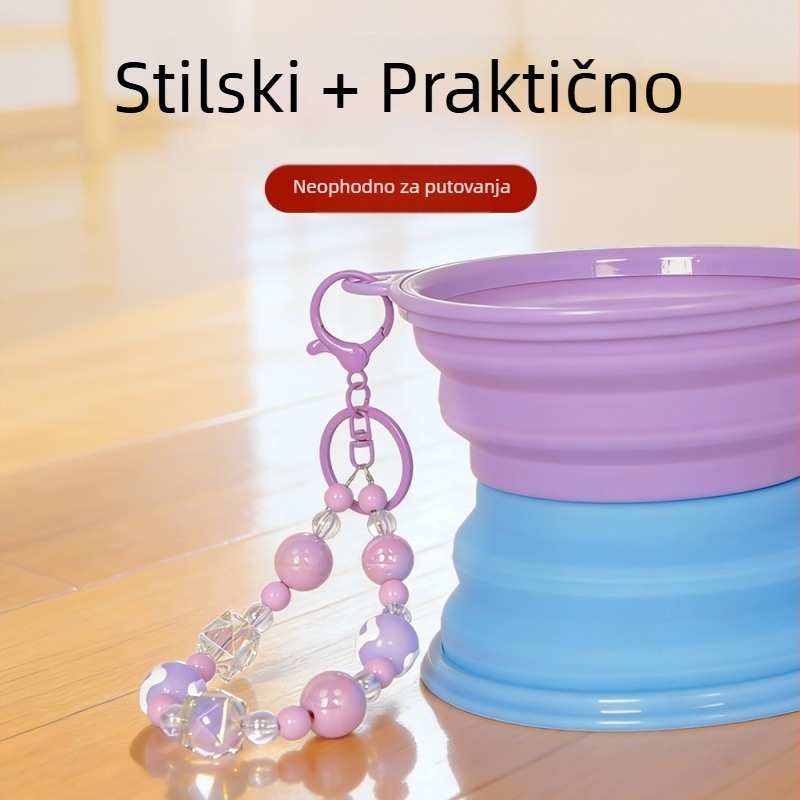 Sklopiva zdjela za pse, šarena silikon, praktična i prijenosna za vanjske aktivnosti, vodu i kućnu prehranu