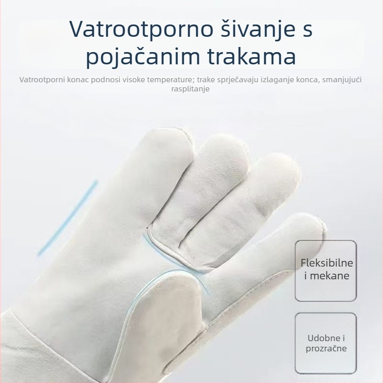 Kratke rukavice za zavarivanje od ovčje kože, vatrootporne, dvostruko slojene, debele rukavice za zavarivanje na gradilištu