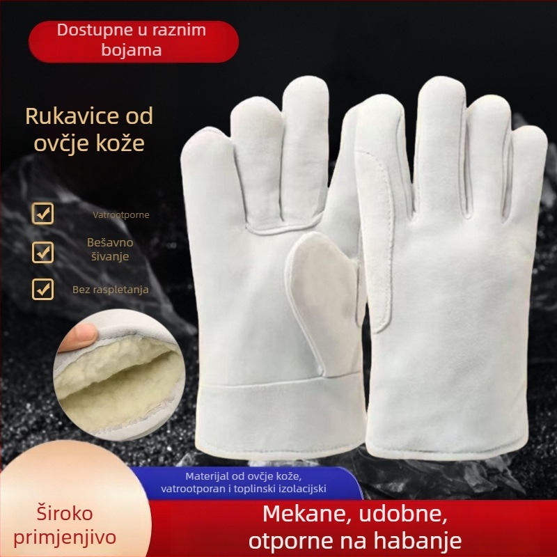 Kratke rukavice za zavarivanje od ovčje kože, vatrootporne, dvostruko slojene, debele rukavice za zavarivanje na gradilištu