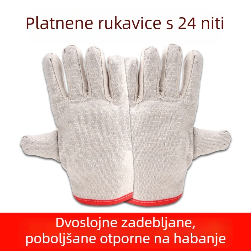 Platnene rukavice za zavarivanje, otporne na habanje, dvostruko pojačane, potpuno podstavljene