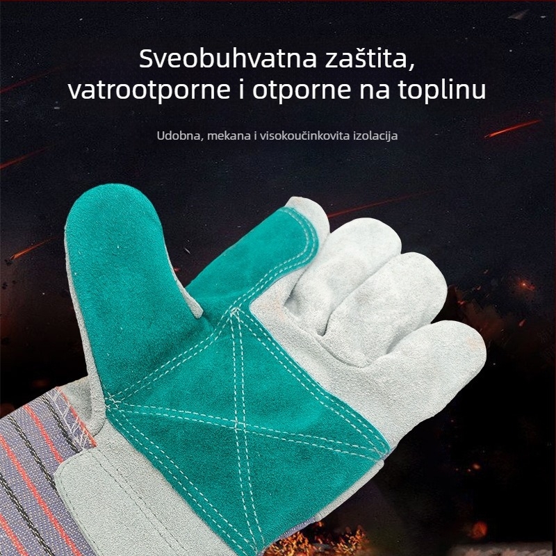 Prilagođene rukavice za zavarivanje od teleće kože — kompletna koža, deblje, otporne na plamen, toplinska izolacija, zaštita od opeklina