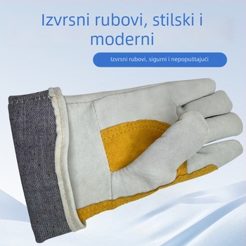 Rukavice za zavarivanje od ovčje kože, duge, otporne na visoke temperature, izolirane, zaštita od opeklina, otporne na habanje, zadebljane, za MIG zavarivanje