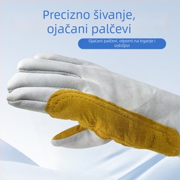 Rukavice za zavarivanje od ovčje kože, duge, otporne na visoke temperature, izolirane, zaštita od opeklina, otporne na habanje, zadebljane, za MIG zavarivanje