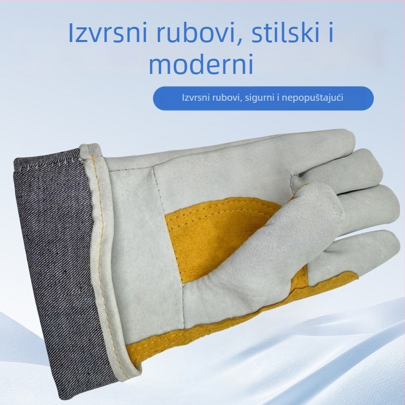 Rukavice za zavarivanje od ovčje kože, duge, otporne na visoke temperature, izolirane, zaštita od opeklina, otporne na habanje, zadebljane, za MIG zavarivanje