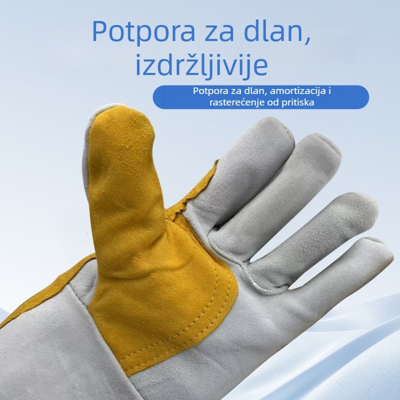 Rukavice za zavarivanje od ovčje kože, duge, otporne na visoke temperature, izolirane, zaštita od opeklina, otporne na habanje, zadebljane, za MIG zavarivanje