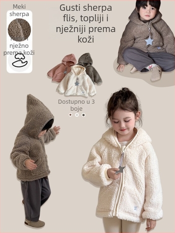 Dječja jakna od teddy fleece s kapuljom i zatvaračem na zip, unisex, zima 2025