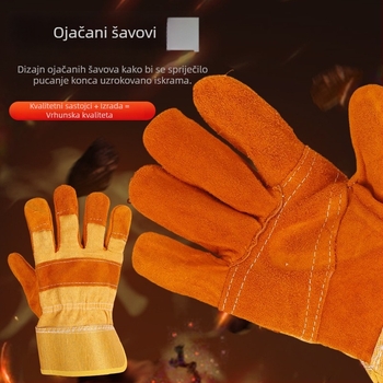 Prilagođene rukavice za zavarivanje od teleće kože, dvostruka dlan, toplinski izolirane, zaštita od opeklina