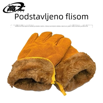 Kratke rukavice za zavarivanje s fleec podstavom, otporne na habanje, toplinska izolacija, kožne rukavice za zavarivanje