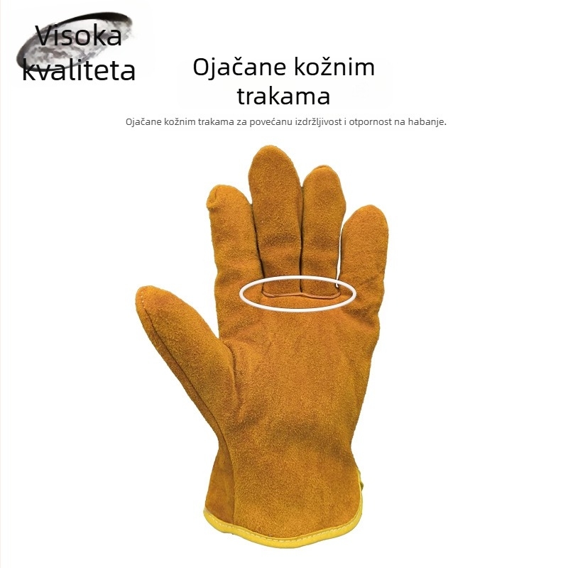 Kratke rukavice za zavarivanje s fleec podstavom, otporne na habanje, toplinska izolacija, kožne rukavice za zavarivanje