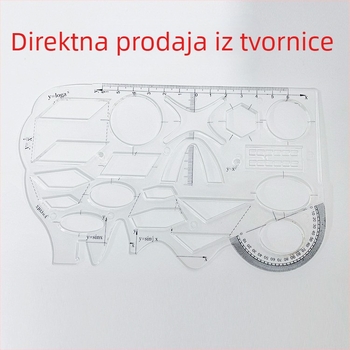 Višefunkcionalni geometrijski set ravnala s kutomjerom i pravokutnim trokutom