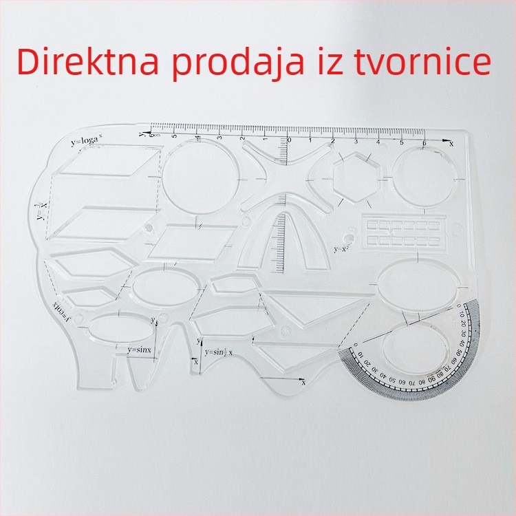 Višefunkcionalni geometrijski set ravnala s kutomjerom i pravokutnim trokutom