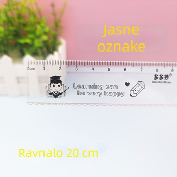 20 cm proziran četverodjelni set ravnala za osnovnu školu, uključuje ravnalo, trokutni ravnalo i kutomjer