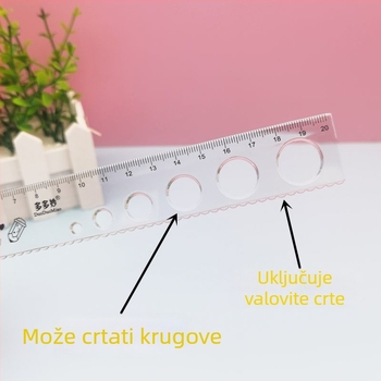 20 cm proziran četverodjelni set ravnala za osnovnu školu, uključuje ravnalo, trokutni ravnalo i kutomjer