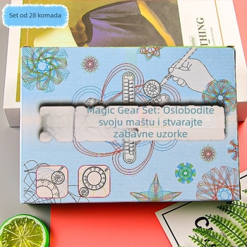 28-dijelni set višefunkcionalnih ravnala za kreativno crtanje, plastična ravnala s logom, mogućnost privatne marke