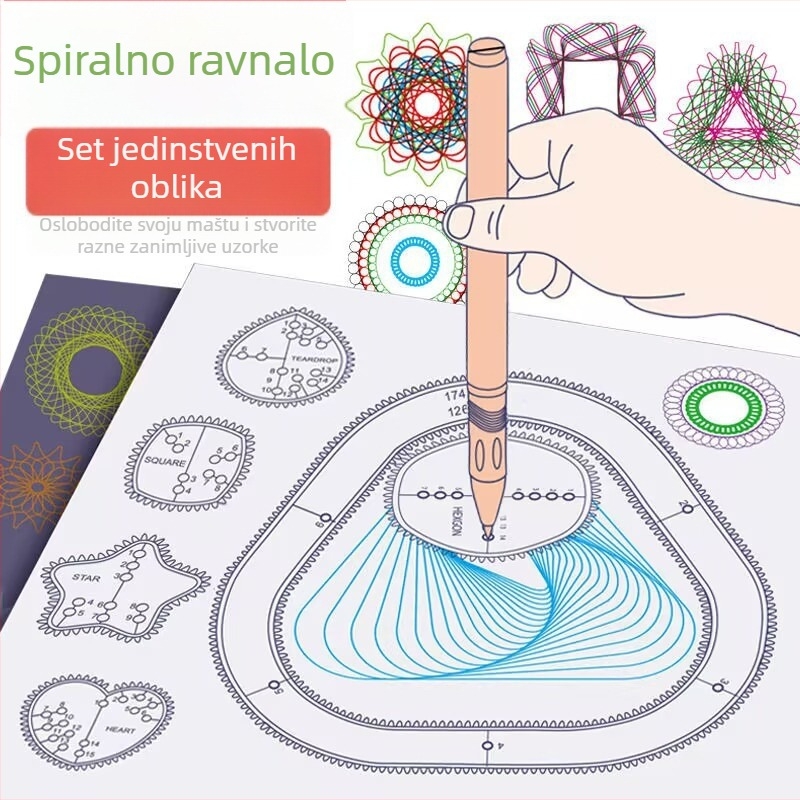 Višestruki set ravnala s kaleidoskopskim dizajnom za dječje crtanje i DIY