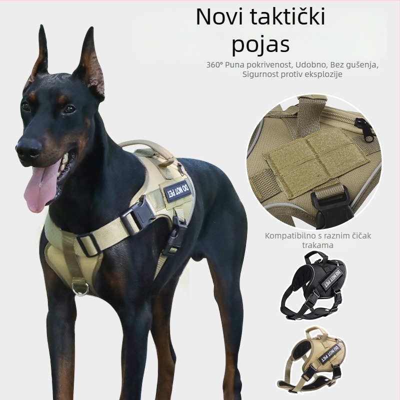 Postroj za pse s Velcro trakom, za velike pse, sedlovog stila taktički harnes
