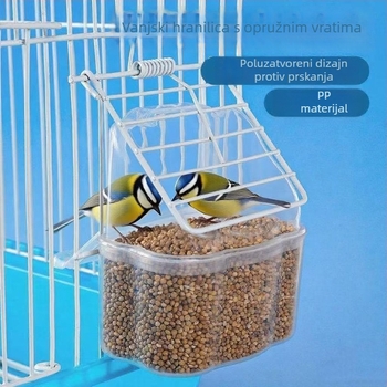 Kutija za hranu za papigu budgerigar, s visećim dodatkom za kavez i prozirnim posudom za hranjenje
