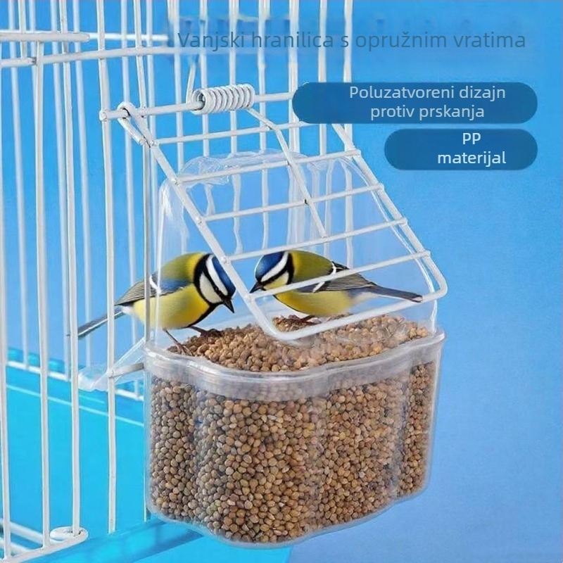 Kutija za hranu za papigu budgerigar, s visećim dodatkom za kavez i prozirnim posudom za hranjenje