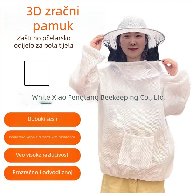2024 nadograđeni 3D prozračni pčelarski top, polovično tijelo, debeli prozračni zaštitni komad protiv uboda