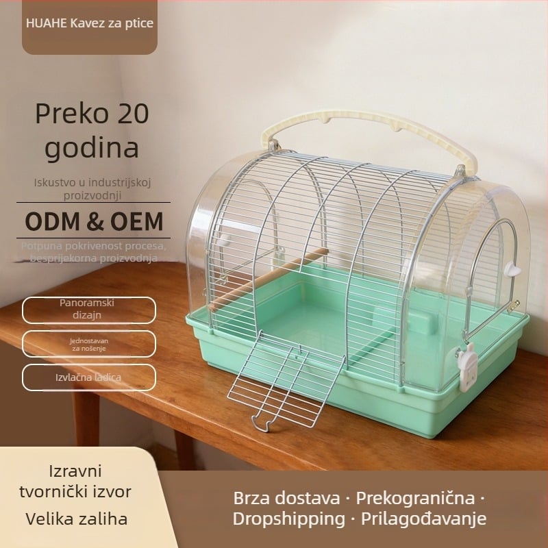 Panoramski akrilni kavez za papige, prijenosni kavez za vanjsku upotrebu, ručni kavez za ptice