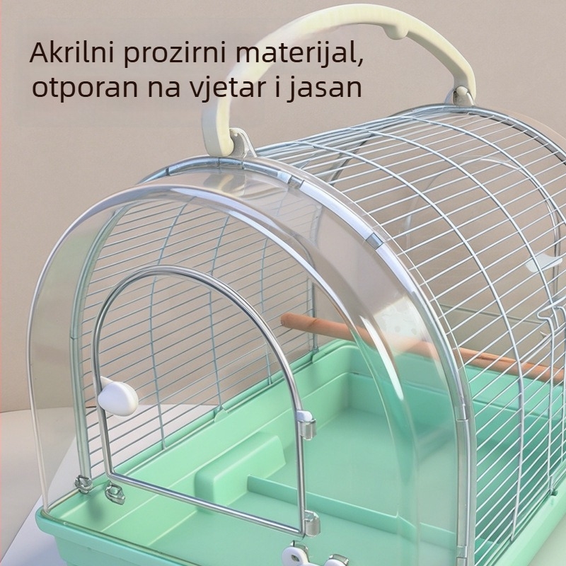 Panoramski akrilni kavez za papige, prijenosni kavez za vanjsku upotrebu, ručni kavez za ptice