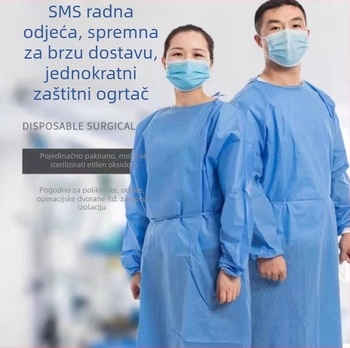 Plava izolacijska haljina s pletenim manžetama, jednokratna zaštitna odjeća od netkane tkanine, zaštita od prašine