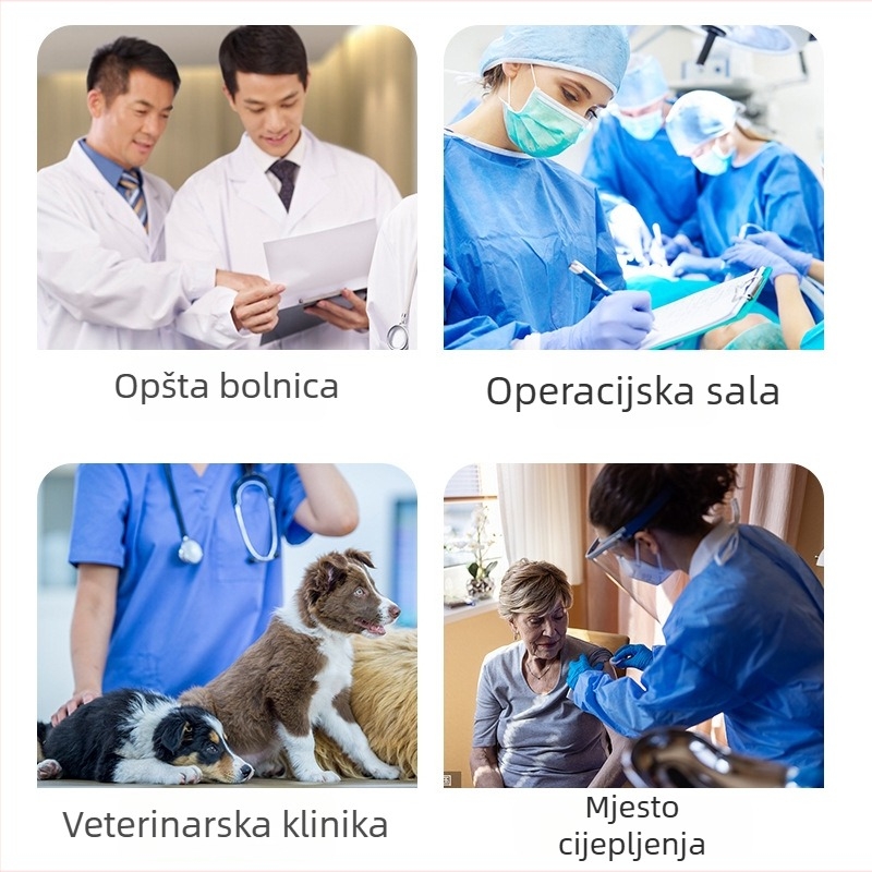 Jednokratna izolacijska haljina od SMS materijala, ultrazvučno zavarena, prozračna zaštitna odjeća