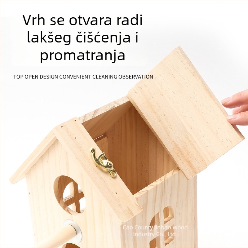 Mala drvena kavez za papagaja s visećim gnijezdom, dekor za dom i vrt