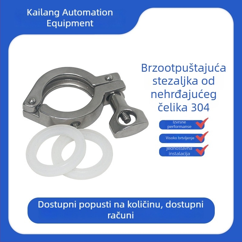 Sanitarna brza spojna stezna s 304 nehrđajućeg čelika, precizno odljevena stega za cijevi, teška konstrukcija