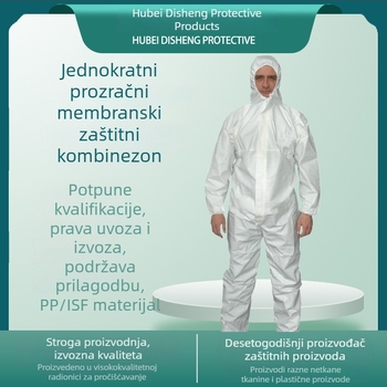 Jednokratni zaštitni kombinezon s kapuljačom od netkanog materijala, vodootporan, otporan na prljavštinu, prozračan, lagan, za poljoprivredu i prskanje