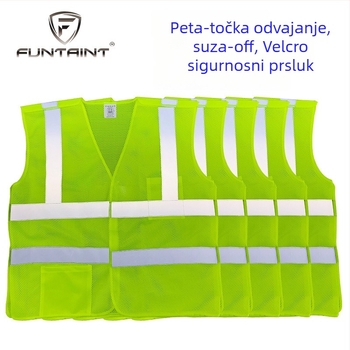 Sigurnosni prsluk s Velcro zatvaračem, razdvojni, reflektirajuće trake visoke vidljivosti, mrežasti materijal