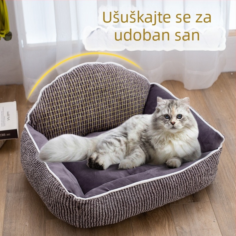 Prilagođeni plišani krevetić za kućne ljubimce, za mala i srednja ljubimca, sve sezone, debelo toplo gnijezdo za pse i mačke
