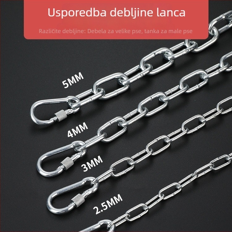 Lanac za psa protiv ugriza sa povodcem, otporan na hrđu, željezni lanac i ogrlica