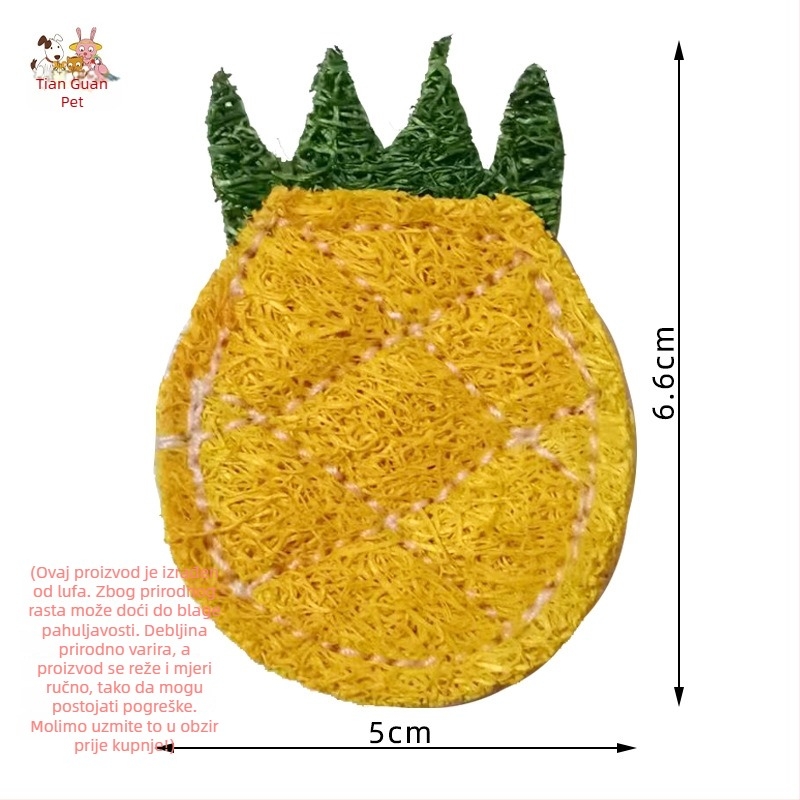 Loofah molarna igračka za zube za hrčke i glodavce, ananasnog oblika, otporna na grickanje
