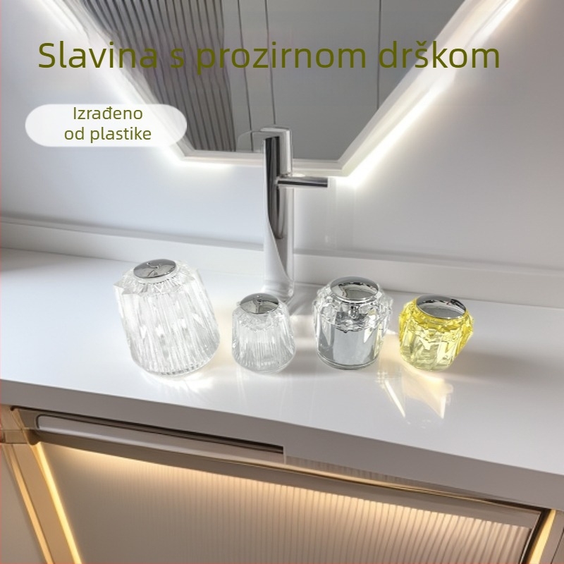Slavina za toplu i hladnu vodu s prozirnim ručnim kolom, plastična kristalna tipka za ventil, akrilna ručka
