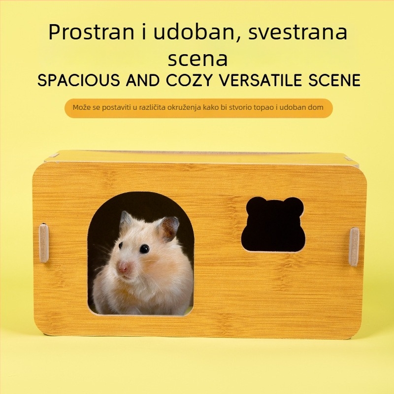 Drveno sklonište za hrčke s ljetnim hlađenjem, pogodno za hrčke, patuljaste hrčke i zečeve
