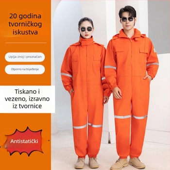 Antistatična kombinezon s kapuljom, reflektirajuće trake, izdržljiv, dugi rukavi, za održavanje elektroenergetike i kemijske industrije