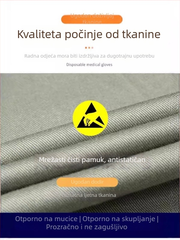 Ljetni antistatijski unisex radni set laganih gornjih dijelova za električare