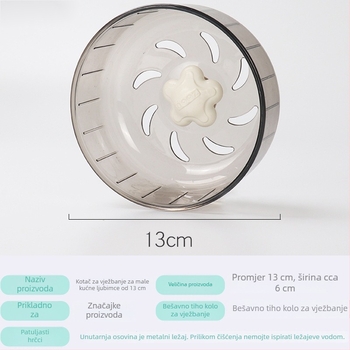 Kružni kotač za hrčke, promjer 13 cm, cilindrični mehanizam i bajonetni nosač