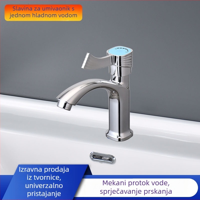 Kran za kupaonski umivaonik s jednim hladnim protokom, keramičko tijelo, moderan minimalistički dizajn