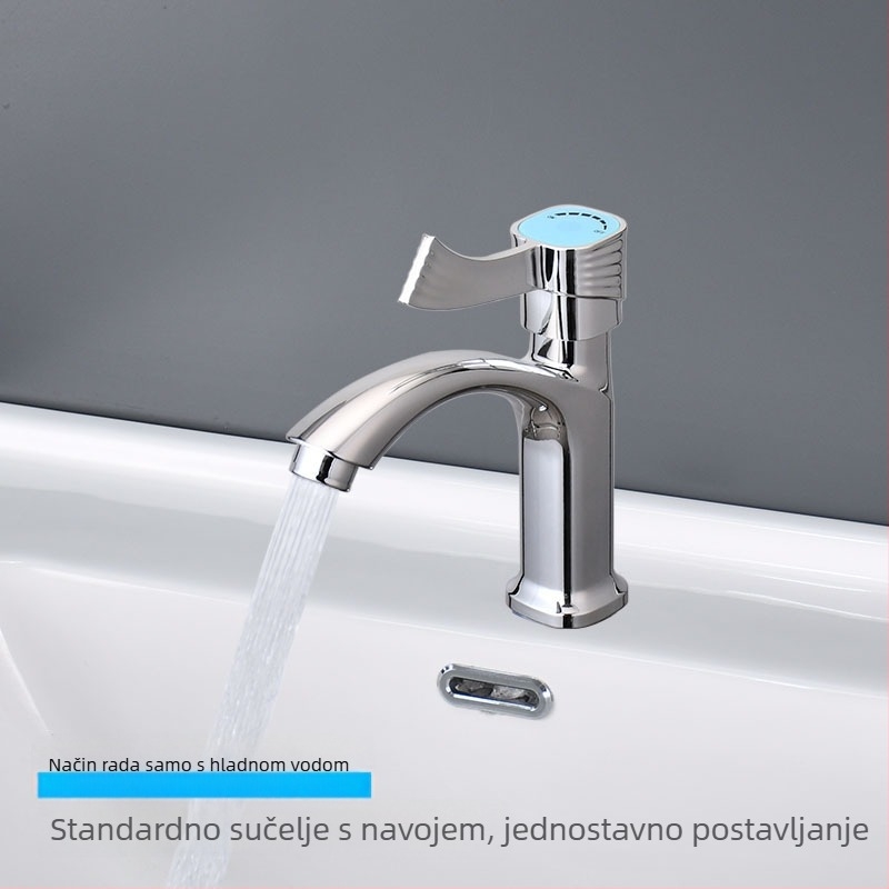 Kran za kupaonski umivaonik s jednim hladnim protokom, keramičko tijelo, moderan minimalistički dizajn