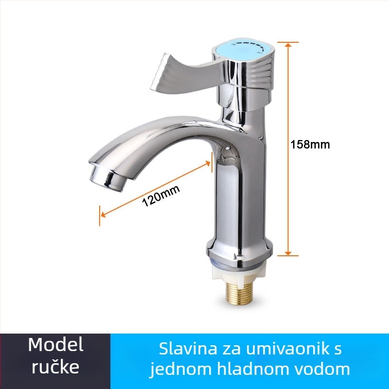 Kran za kupaonski umivaonik s jednim hladnim protokom, keramičko tijelo, moderan minimalistički dizajn